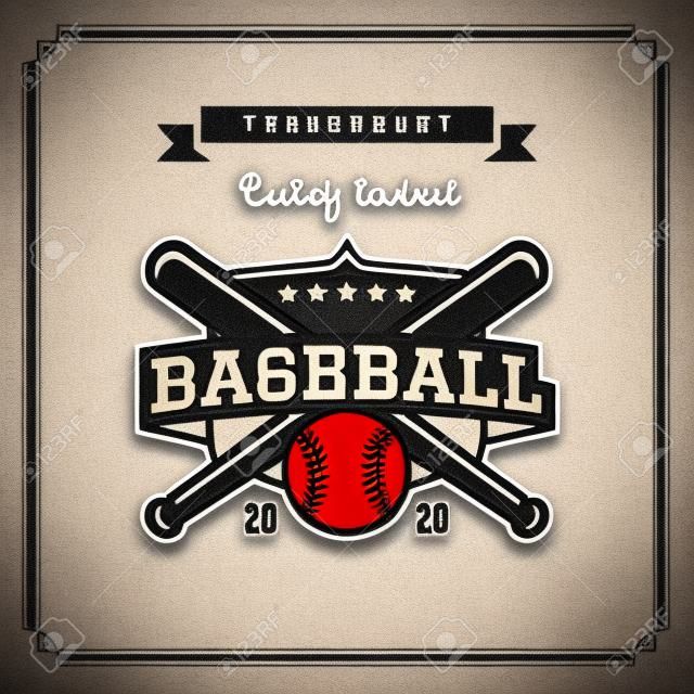 Emblema de beisebol, logotipo, torneio de emblema em modelo de estilo retro vintage.