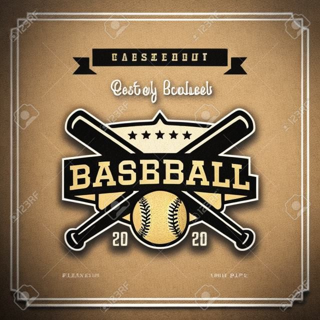 Бейсбол значок, логотип, эмблема турнира в старинных шаблона стиле ретро.