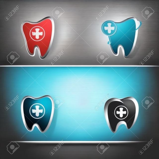 Dental logo design vettore rappresenta il concetto di cure dentistiche.