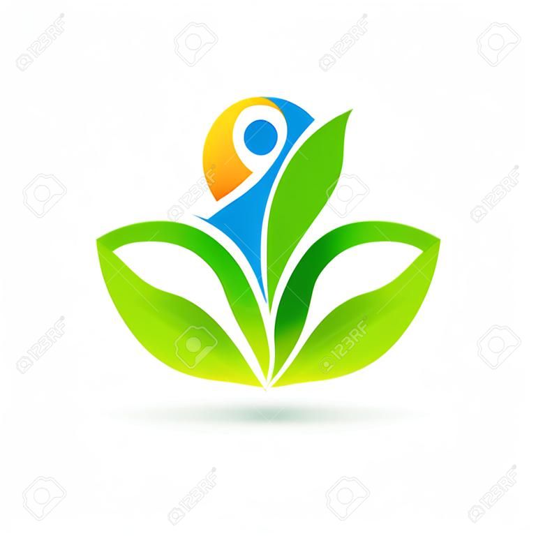 Wellness Design logo vettore rappresenta assistenza sanitaria, la tranquillità e il potere.