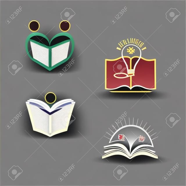 교육 책 로고 벡터 디자인 학교, 대학 및 교육 상징을 나타냅니다.