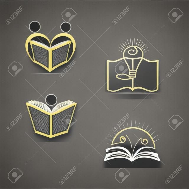 教育圖書矢量圖設計代表學校，大學和教育徽。
