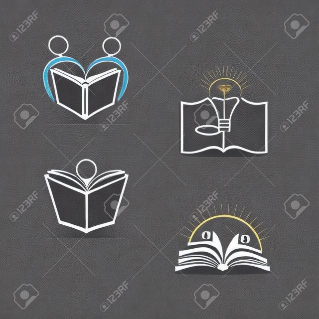 교육 책 로고 벡터 디자인 학교, 대학 및 교육 상징을 나타냅니다.