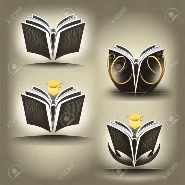 Book logos vector design represents education concept.