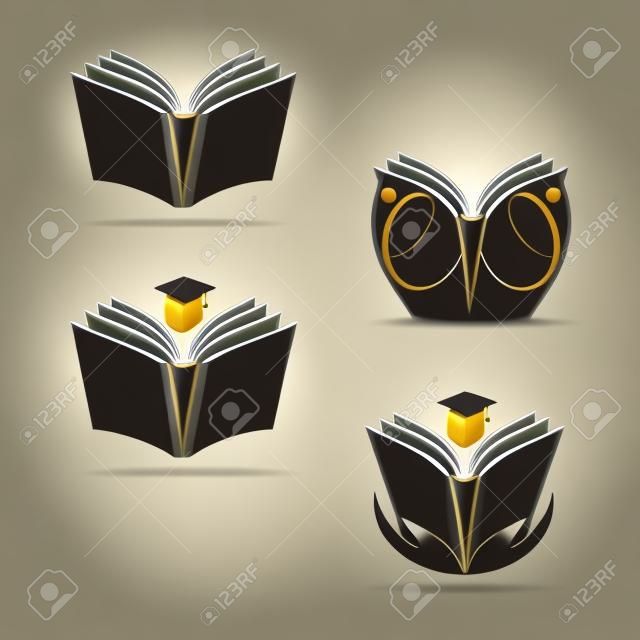 Book logos vector design represents education concept.