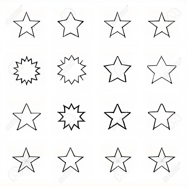 Set of Stars Vector Line Icons. Contains such Icons as Starry night, falling star, firework, twinkle, glow, glitter burst and more. Outline signs for glossy material. Editable Stroke. 32x32 Pixels
