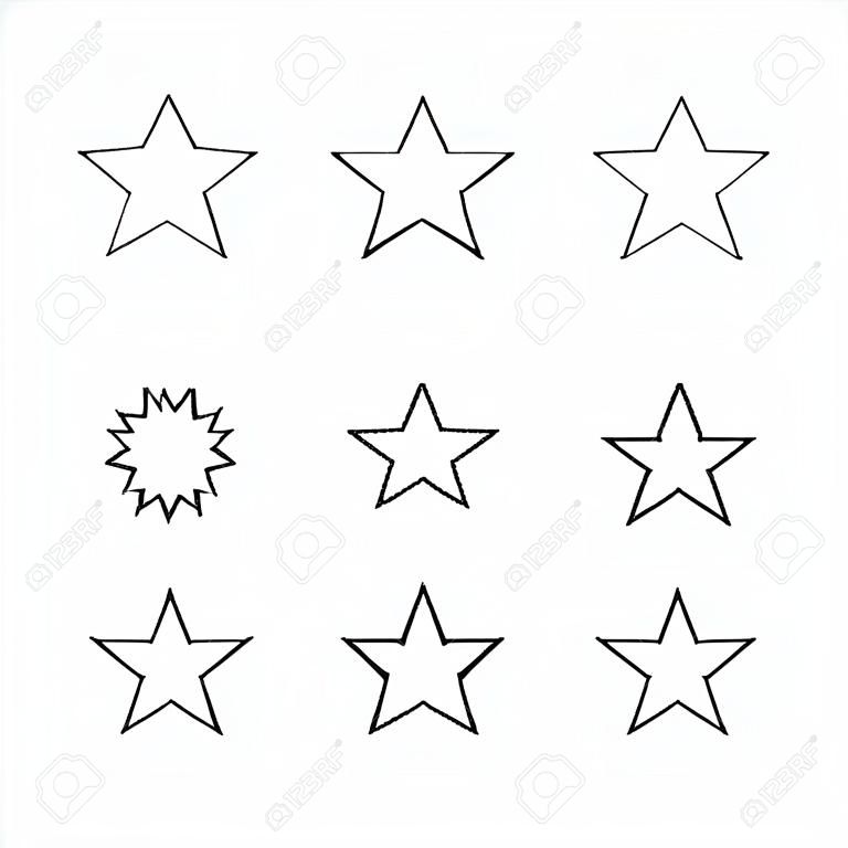Set of Stars Vector Line Icons. Contains such Icons as Starry night, falling star, firework, twinkle, glow, glitter burst and more. Outline signs for glossy material. Editable Stroke. 32x32 Pixels