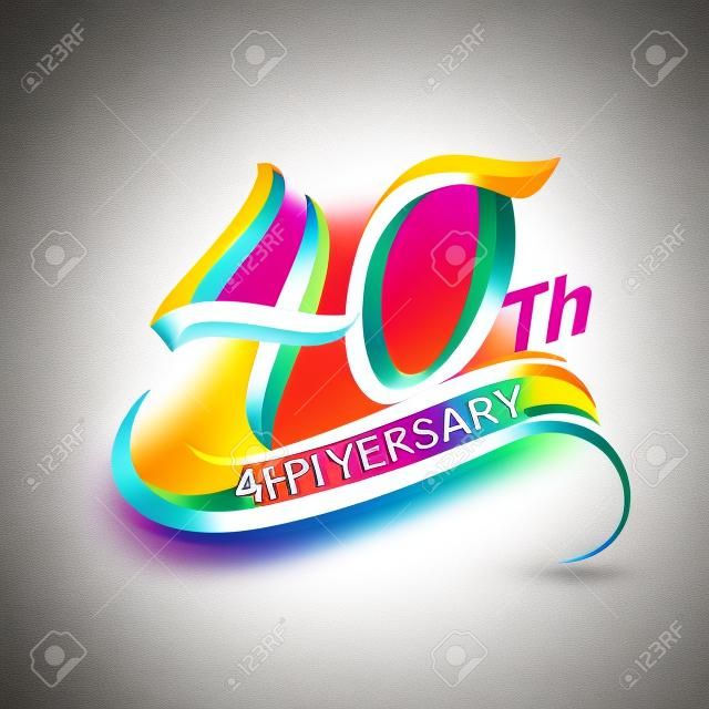 40th anniversary celebration logotype colorful design. Birthday logo on white background.