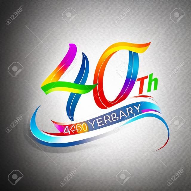 Diseño colorido del logotipo de celebración del 40 aniversario. Logotipo de cumpleaños sobre fondo blanco.