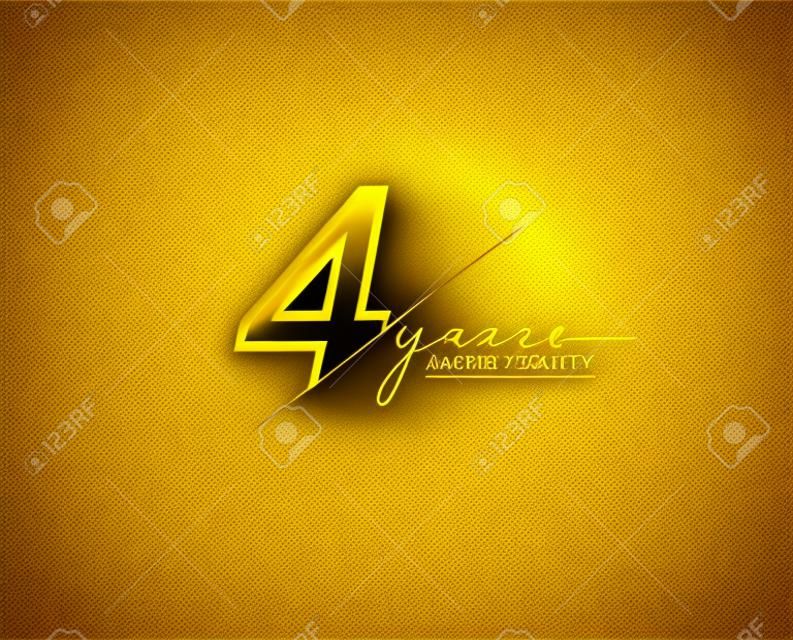 4-letnie logo rocznicy w kolorze złotym na białym tle na eleganckim tle, projekt wektora na kartkę z życzeniami i zaproszenie