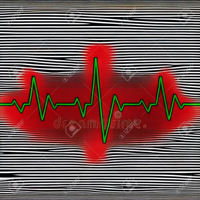 Linha Heartbeat. Fundo sem emenda. Ilustração vetorial do ritmo cardíaco vermelho ekg. Padrão ou ícone do cardiograma do pulso