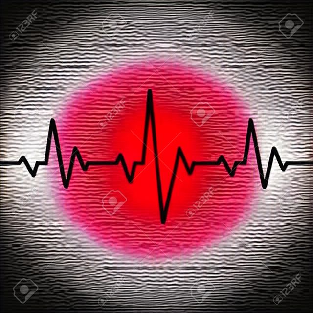 Линия сердцебиения. Бесшовный фон. Векторная иллюстрация красного сердечного ритма ЭКГ. Шаблон или значок пульсовой кардиограммы