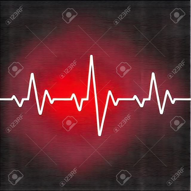 Линия сердцебиения. Бесшовный фон. Векторная иллюстрация красного сердечного ритма ЭКГ. Шаблон или значок пульсовой кардиограммы