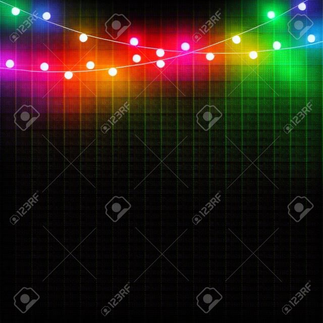 Christmas lights. Vector String with glowing light bulbs