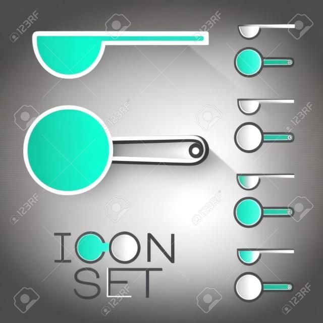 Black line Measuring spoon icon isolated on white background. Set icons colorful. Vector Illustration