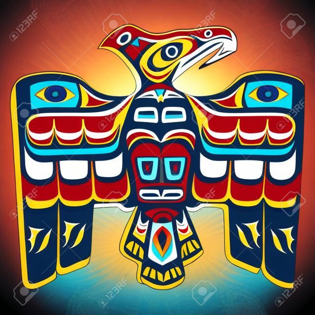 传统的雷鸟鹰矢量。美国原住民的象征。