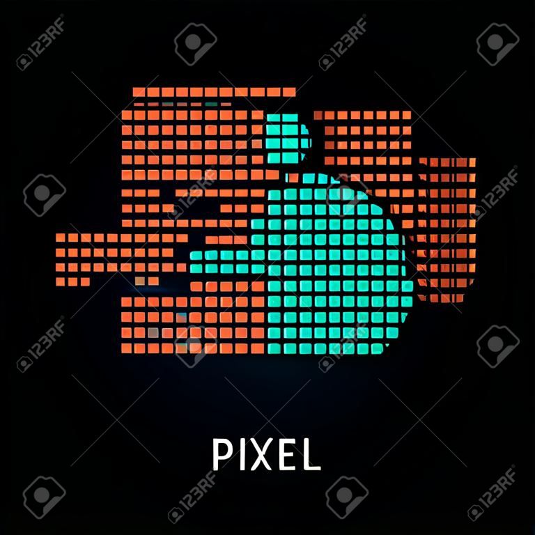Assistance - pixel icon. Vector Illustration. Design  element. Isolated on black background. It is easy to change to any color.
