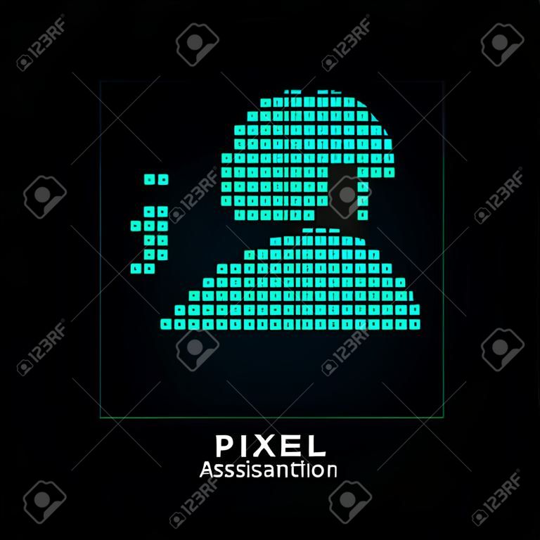 Assistance - pixel icon. Vector Illustration. Design  element. Isolated on black background. It is easy to change to any color.
