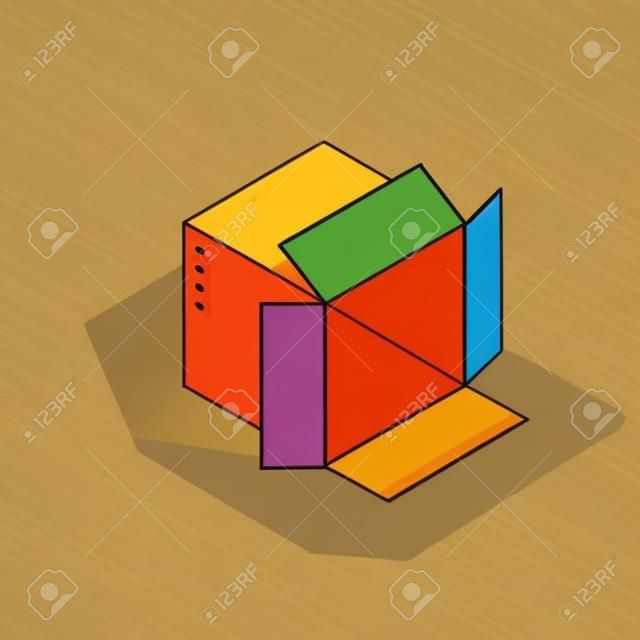 Isometrisches Kartonsymbol. Cartoon-Paket-Box Vektor-Illustration.