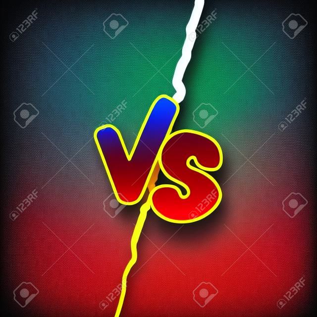 Versus sign gradient style with crack isolated on transparent background for battle, sport, competition, contest, match game, announcement of two fighters. VS icon. Vector