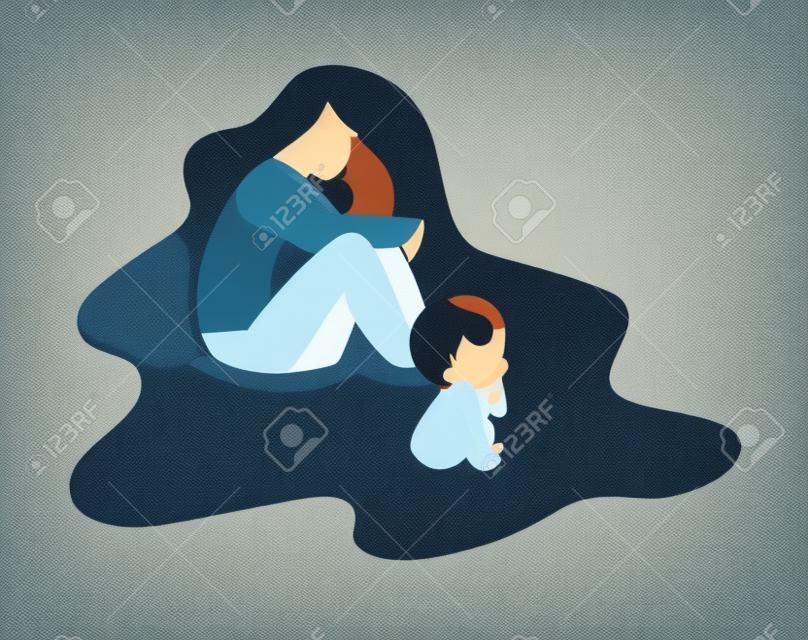vector flat style modern illustration postpartum depression