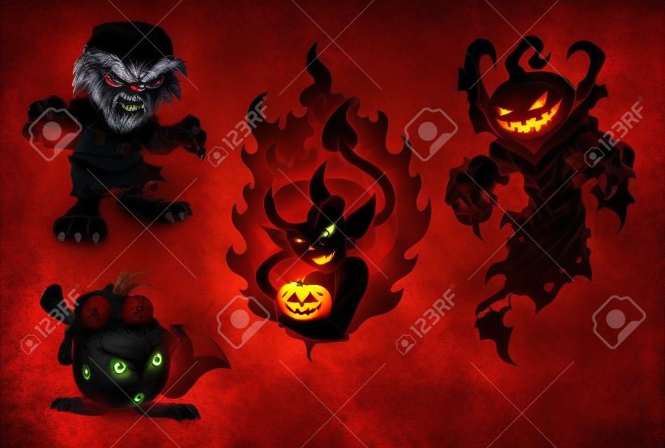 Halloween monters und Devil Woman