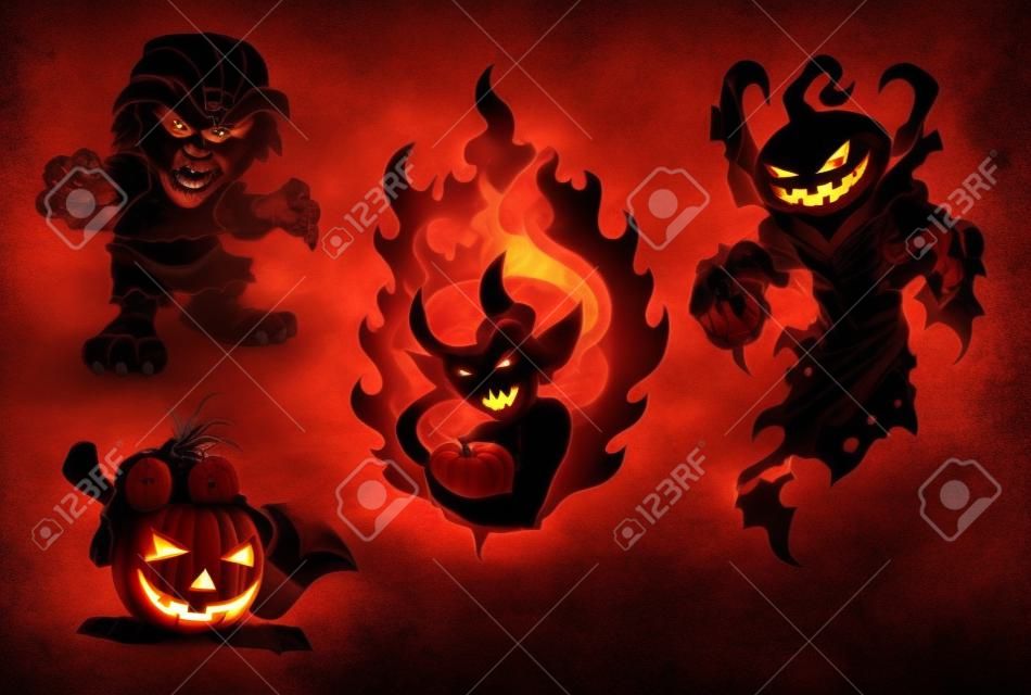 Halloween monters und Devil Woman
