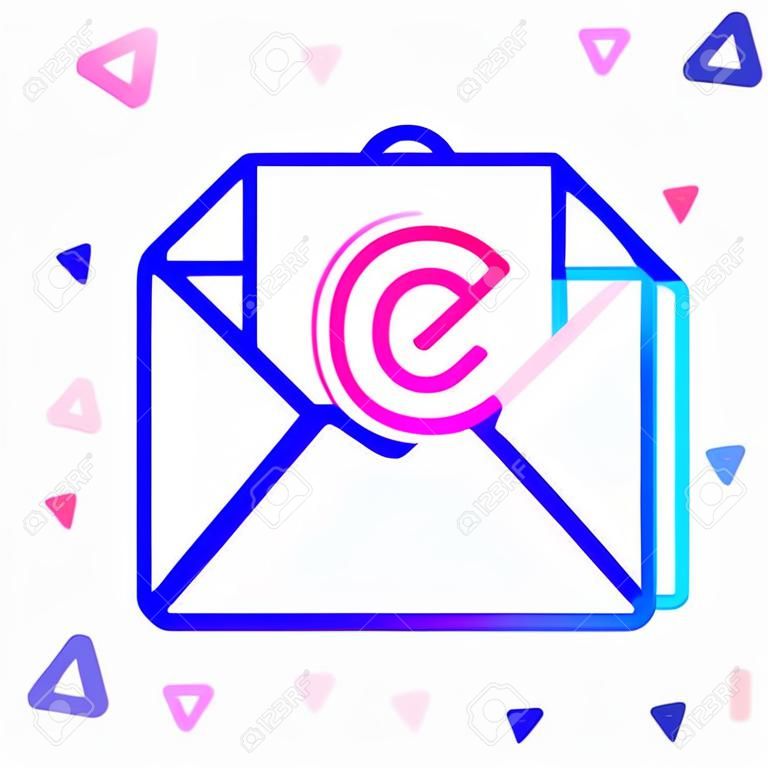 Line Mail and e-mail icon isolated on white background. Envelope symbol e-mail. Email message sign. Colorful outline concept. Vector Illustration.