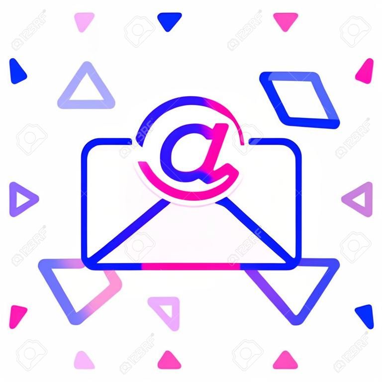 Line Mail and e-mail icon isolated on white background. Envelope symbol e-mail. Email message sign. Colorful outline concept. Vector Illustration.