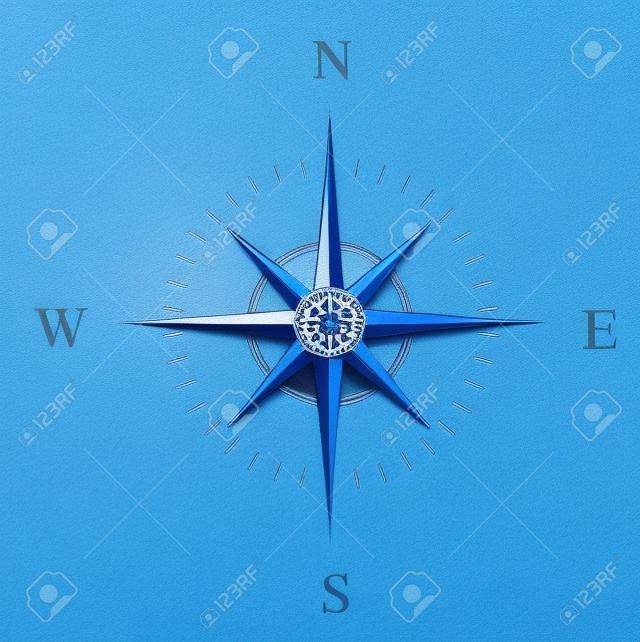 blauwe kompas roos geïsoleerd op whte