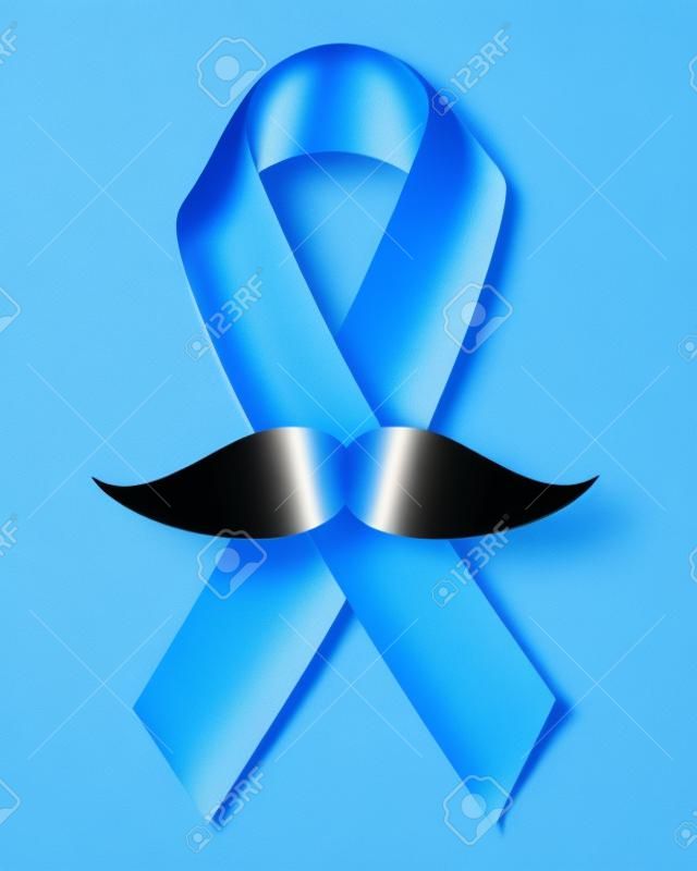 전립선 암 남자 건강 파란색 리본 콧수염과 흰색 11 월 벡터 포스터