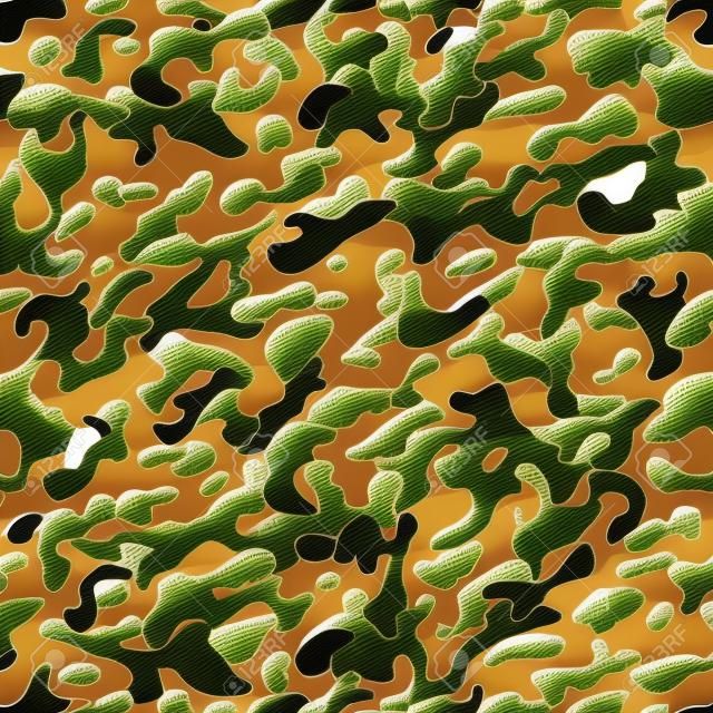 Camouflage naadloze patroon. Jagen of soldaat camo herhalen doek vector textuur met donkerbruine en groene khaki kleuren