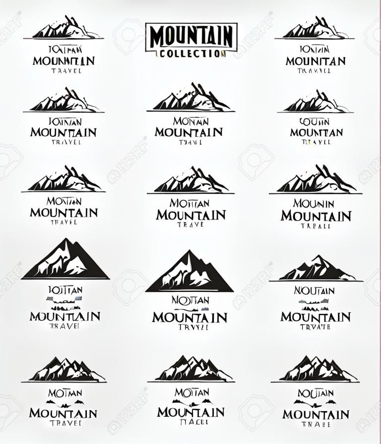 山徽标集合，户外和冒险旅行徽标集
