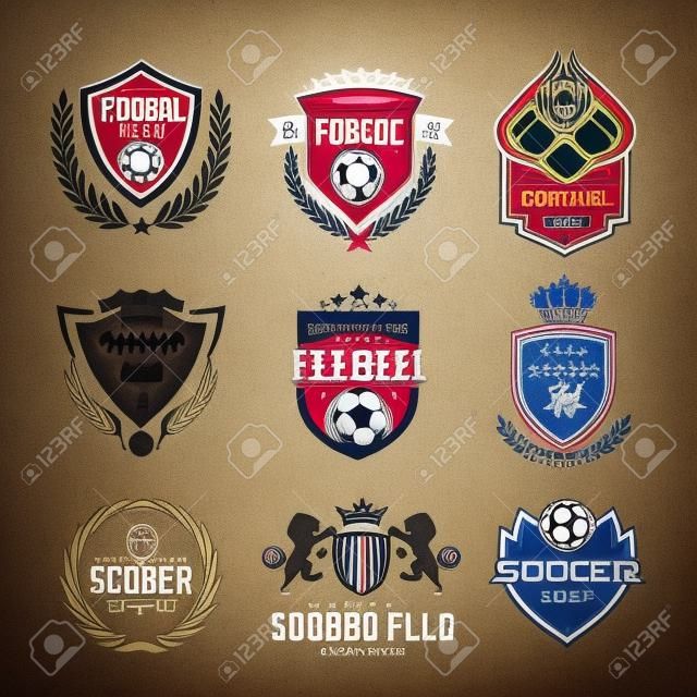 Coleção de logotipo de futebol e futebol
