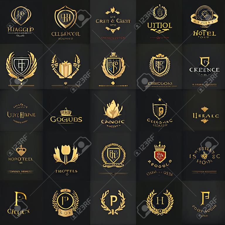 Cristas de luxo e coleção de logotipo do hotel
