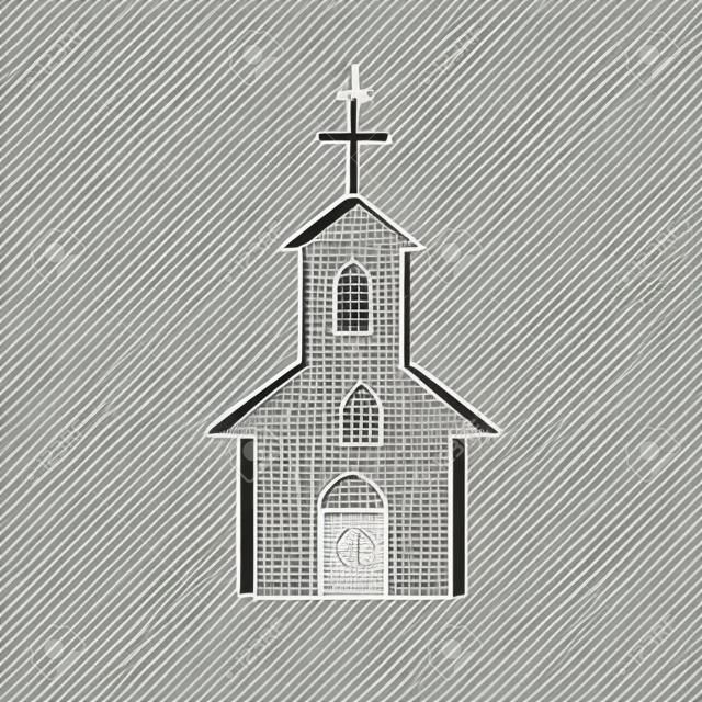 Paper cut Church building icon isolated on grey background. Christian Church. Religion of church. Paper art style. Vector Illustration