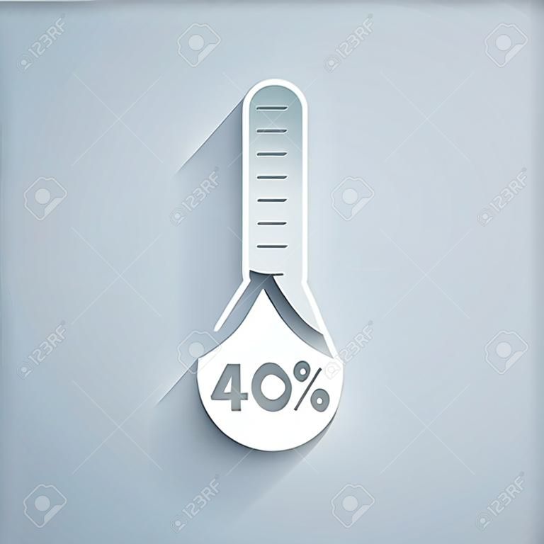 Paper cut Humidity icon isolated on grey background. Weather and meteorology, thermometer symbol. Paper art style. Vector Illustration