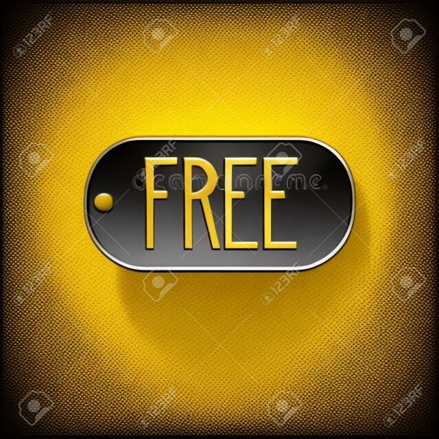Gold Price tag with an inscription Free icon isolated on black background. Badge for price. Promo tag discount.  Vector Illustration