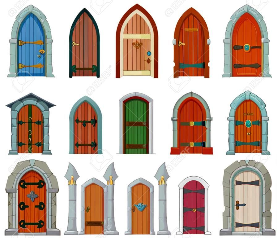 Medieval door vector cartoon set icon. Vector illustration castle doors on white background. Isolated cartoon set icon medieval door.