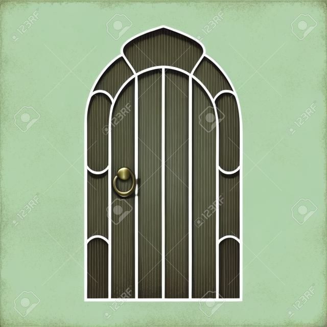 Door medieval vector outline icon. Vector illustration doors castle on white background. Isolated outline illustration icon of door medieval .