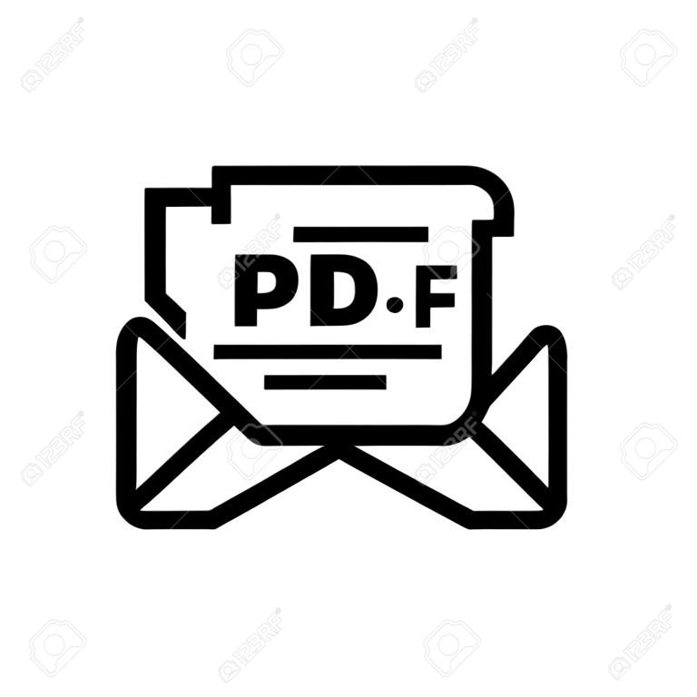 envoi de vecteur d'icône de ligne de fichier pdf. envoi de signe de fichier pdf. symbole de contour isolé illustration noire