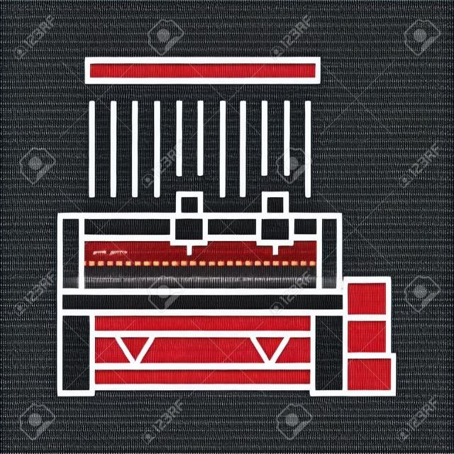 silk production machine line icon vector illustration