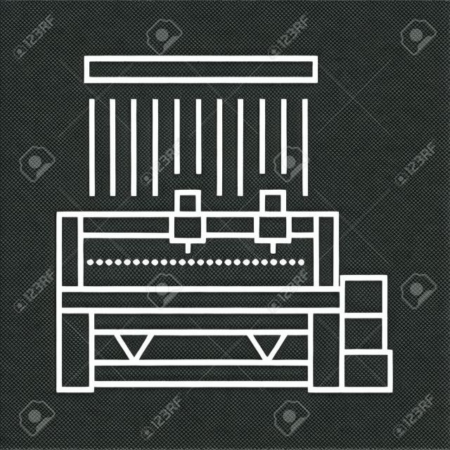 silk production machine line icon vector illustration