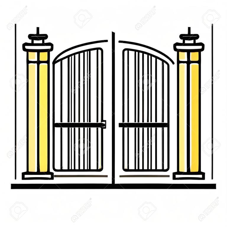 Vector de icono de color de puerta automática. señal de puerta automática. ilustración de símbolo aislado