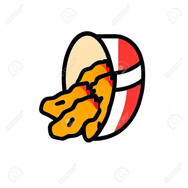 chicken fast food crispy color icon vector. chicken fast food crispy sign. isolated symbol illustration