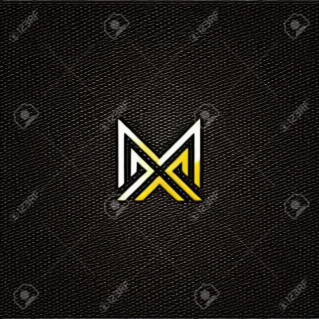 Carta M AM MA MM Monogram Design de logotipo cone mínimo com cor preta