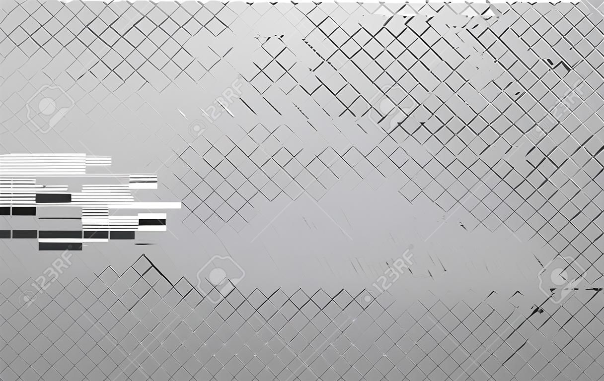 Glitch distortions on transparent background. Video problem template. White and black shapes. VHS random noise. Abstract pixel details. Vector illustration