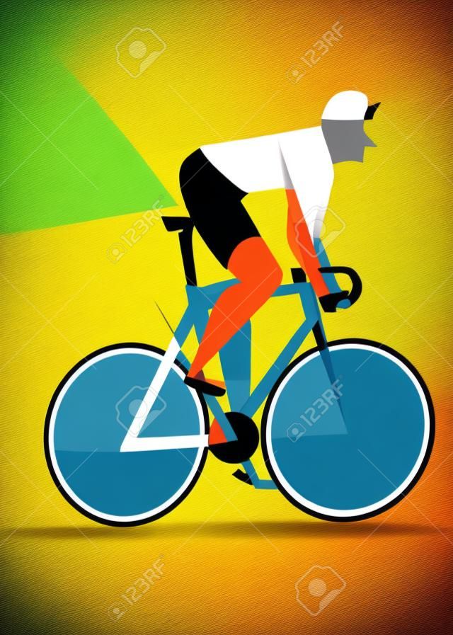 cyclist off  sadlle ride road bike. cycling abstract vector illustration