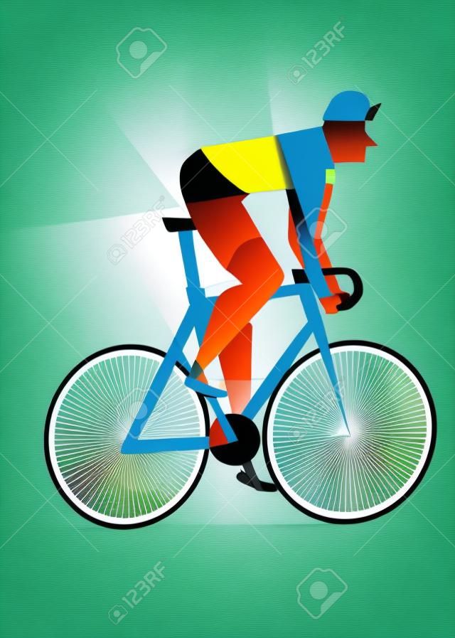 cyclist off  sadlle ride road bike. cycling abstract vector illustration