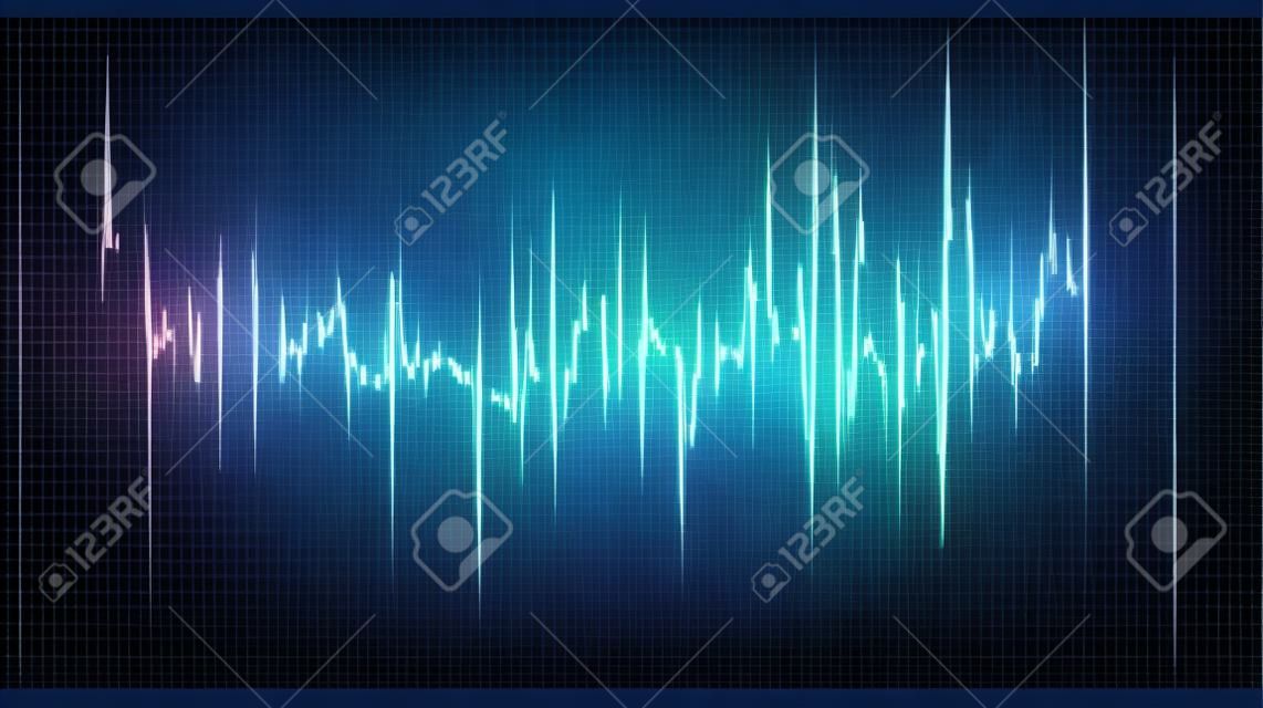 振動音とベクトル テクノ背景。共鳴。パルス。心電図